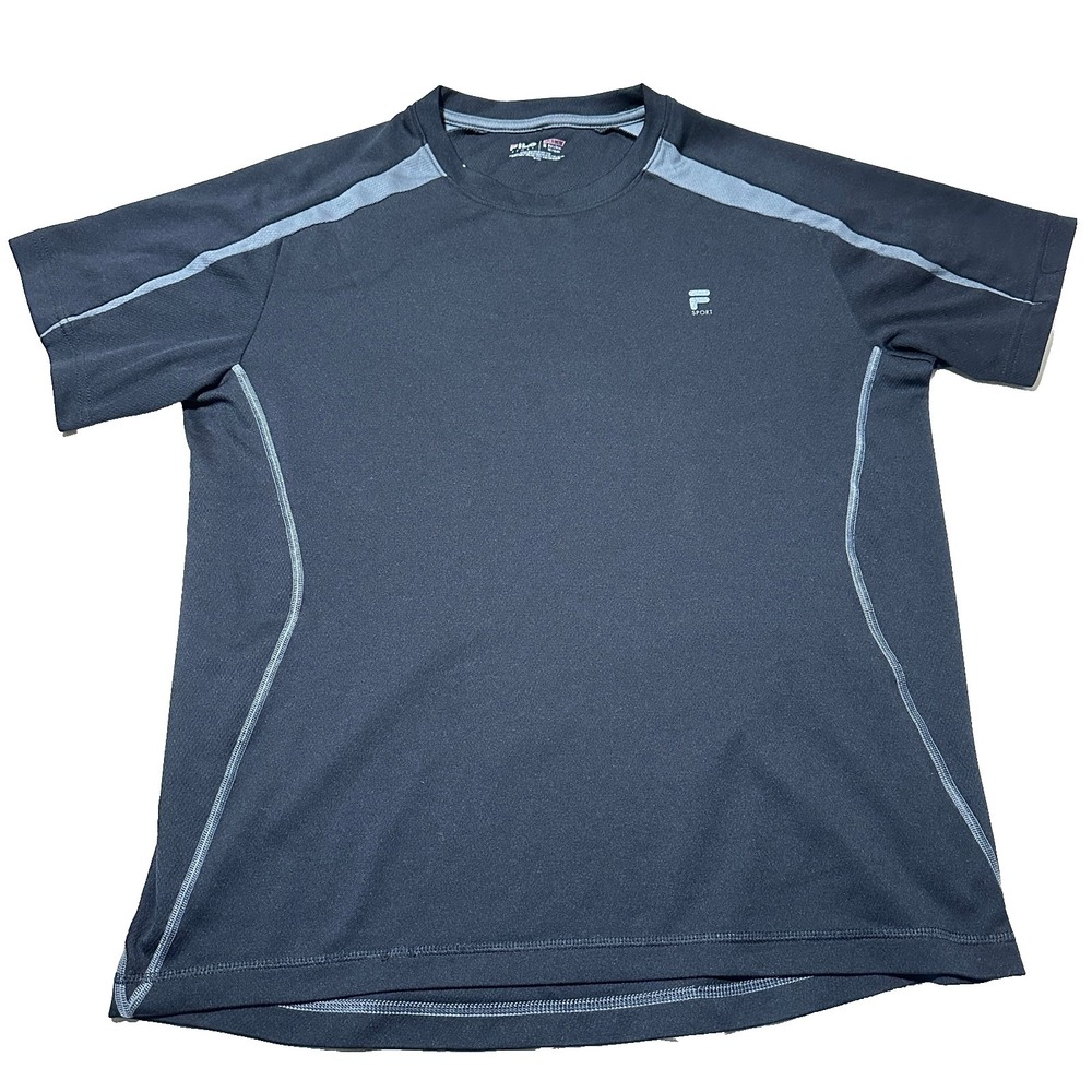 FILA Sport Black Athletic Performance Shirt Mens Medium Gym Running Workout